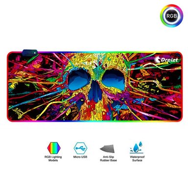COMBO KIT TECLADO Y MOUSE LUCES RGB INALÁMBRICO NEGRO + MOUSEPAD GAMER DREIZT RGB DISEÑO CALAVERA XL 80CM X 30CM - 5