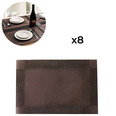 MANTEL INDIVIDUAL RECTANGULAR SET X 8 DE MESA MINIMALISTA EASYYHOME MARRÓN OSCURO