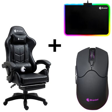 COMBO SILLA GAMER SHINE SERIES NEGRO + MOUSE RGB GR270037 + MOUSEPAD RGB GR270011 - 1