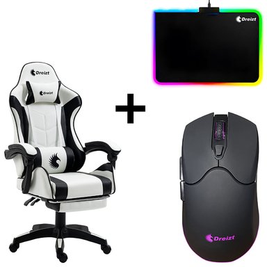 COMBO SILLA GAMER SHINE SERIES BLANCO + MOUSE RGB GR270037+ MOUSEPAD RGB GR270011 - 1