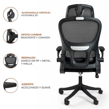 SILLA ERGONOMICA DE OFICINA GERENCIAL KOMSUM TURIN NEGRO - 4