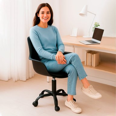 SILLA DE OFICINA GIRATORIA BASE DE ACERO KOMSUM NAPOLES NEGRO - 5