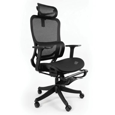SILLA ERGONOMICA DE OFICINA GERENCIAL KOMSUM PARIS NEGRO CON POSAPIES - 2