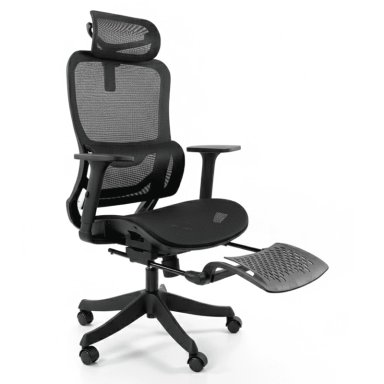 SILLA ERGONOMICA DE OFICINA GERENCIAL KOMSUM PARIS NEGRO CON POSAPIES - 3