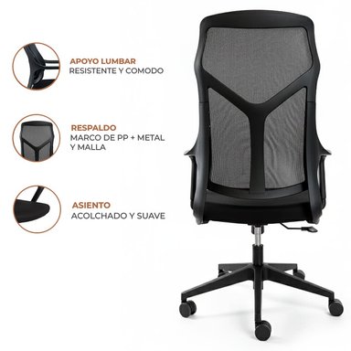 SILLA GAMER DREIZT LYON MESH NEGRO - 4