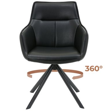 Butaca Cuero Giratoria 360° Buckingham Harland Negro - 5