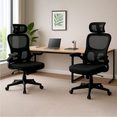 PACK X2 SILLAS ERGONÓMICAS DE OFICINA GERENCIAL KOMSUM TURIN NEGRO - 1