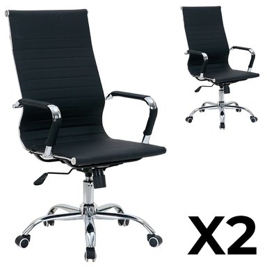 PACK X2 SILLAS DE OFICINA EJECUTIVAS BASE DE ACERO KOMSUM CANNES NEGRO - 2