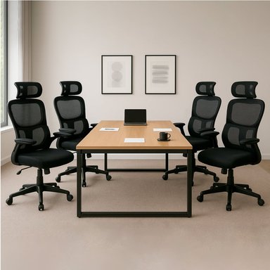 JUEGO DE 4 SILLAS ERGONÓMICAS DE OFICINA GERENCIAL KOMSUM TURIN NEGRO - 1