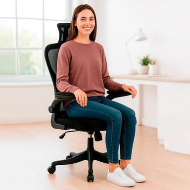 JUEGO DE 4 SILLAS ERGONÓMICAS DE OFICINA GERENCIAL KOMSUM TURIN NEGRO - 7