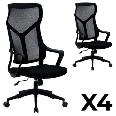JUEGO DE 4 SILLAS GAMER DREIZT LYON MESH NEGRO - 2