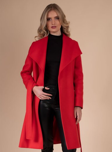 ABRIGO LANA MUJER ONLY ALPACA ROJO CIARA MERINO - 2