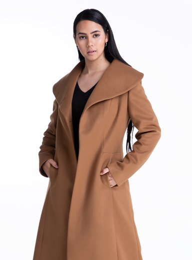 ABRIGO MUJER ONLY ALPACA CAMEL INÉS LANA ECOLÓGICA - 1