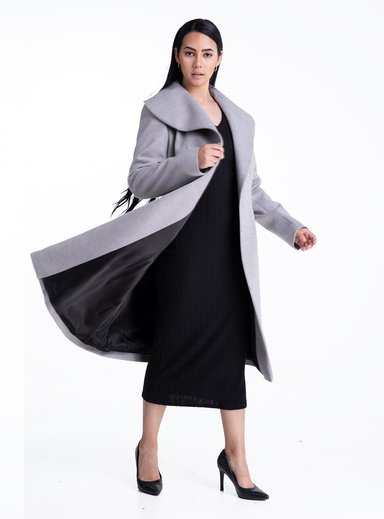 ABRIGO MUJER ONLY ALPACA GRIS INÉS LANA ECOLÓGICA - 2