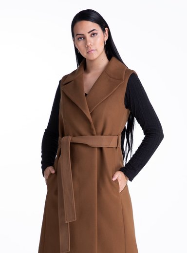 ABRIGO YVONNE CAMEL ONLY ALPACA PARA MUJER LANA ECOLÓGICA - 1