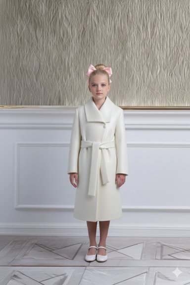 ABRIGO CIARA NIÑAS COLOR PERLA BABY ALPACA