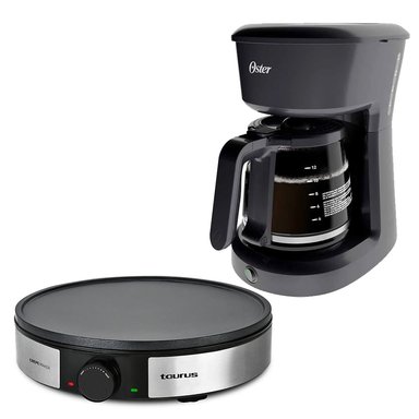 CAFETERA OSTER BVSTDCS12B-053-S164 12 TAZAS BVSTDCS12B Y CREPERA TAURUS ANTIADHERENTE S164