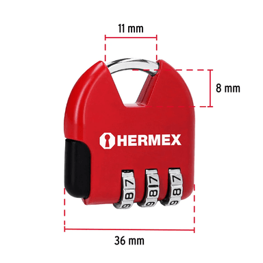 CANDADO MALETA MOCHILA CON CLAVE HERMEX CMA-4C - 2