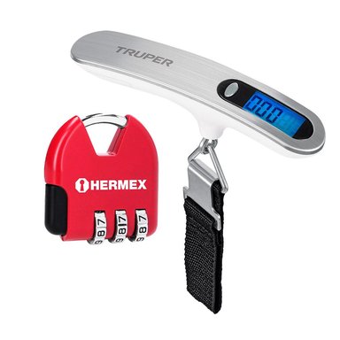 SET BALANZA TRUPER PLATA MALETA + CANDADO HERMEX CMA-4C