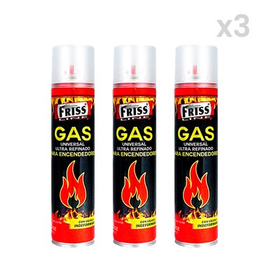 GAS BUTANO NEGRO REFINADO FRISS X3 UNIDADES