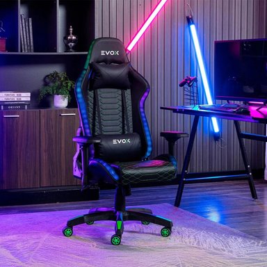 SILLA GAMER ERGONÓMICA EVOX CT7014-RGB CON SOPORTE LUMBAR Y LUCES RGB