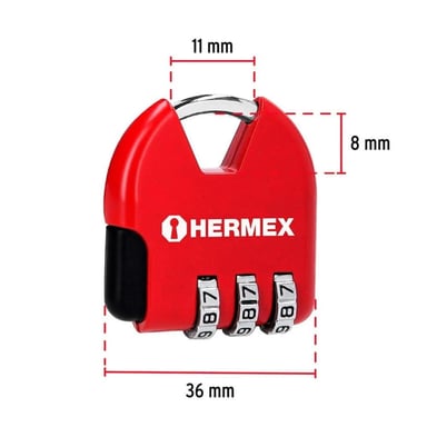 CANDADO MALETA MOCHILA CON CLAVE HERMEX CMA-4C - 2