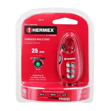 CANDADO MALETA MOCHILA CON CLAVE HERMEX CMA-3C - 3