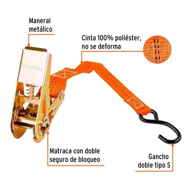 JUEGO DE 2 TRINQUETES SUJETADORES CON RATCHET 400 KG 3M - 2