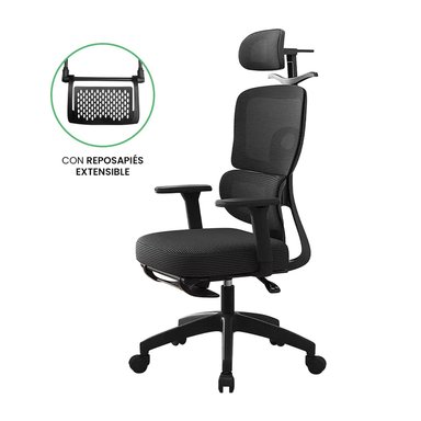 SILLA DE OFICINA ERGONÓMICA EVOX ADVANCE E6-BR NEGRO CON REPOSAPIÉS