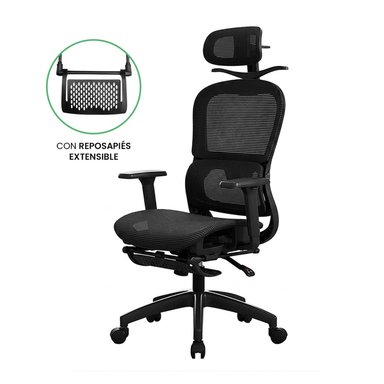 SILLA DE OFICINA ERGONÓMICA EVOX ADVANCE E8-BR NEGRO CON REPOSAPIÉS