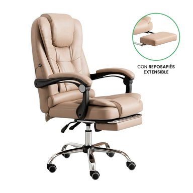 SILLA MASAJEADORA ERGONÓMICA EVOX ONE C1-BR BEIGE CON REPOSAPIÉS