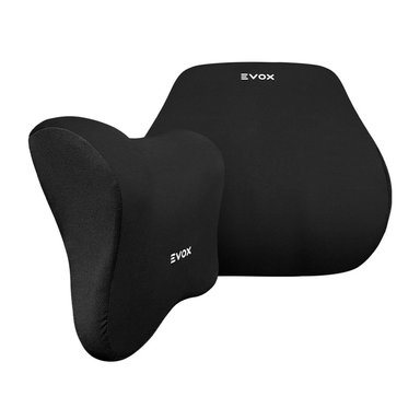 SET DE COJINES ERGONÓMICOS EVOX WR9-B NEGRO LUMBAR Y CERVICAL - 1