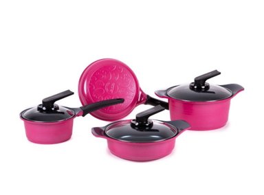 JUEGO DE OLLAS ROICHEN NATURAL 7 PZAS RASPBERRY SORBET