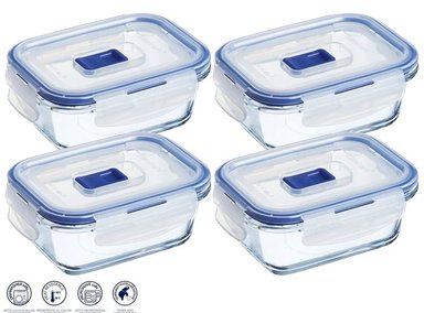 PACK LUMINARC VIDRIO AZUL X4 TAPER RECTANGULAR 380 ML C/TAPA