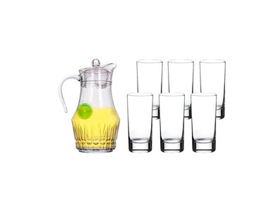 PACK LUMINARC JARRA C/TAPA 1.8L VICTORIA CON VASO X6 350 ML
