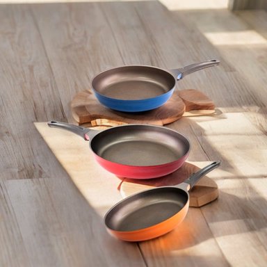 PACK SARTENES-26CM AZUL+28CM NARANJA+30CM ROJO