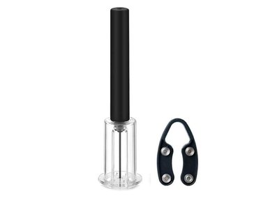 ABRIDOR TOTAL WINNER NEGRO VINO SIMPLE CORTADOR ALUMINIO BOMBA PRESION AIRE SACACORCHO