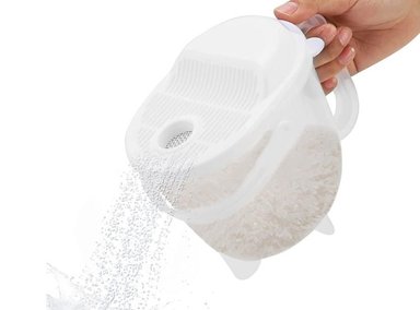 JARRA TOTAL WINNER BLANCO TRANSPARENTE LAVADOR COLADOR ARROZ GRANOS FRUTILLAS