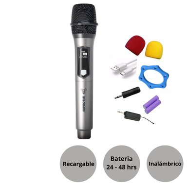 MICRÓFONO INALÁMBRICO TRKM363BT_EUPHORIA EUPHORIA TRKM 363BT RECARGABLE DURACIÓN 24 A 48 HRAS