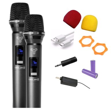 MICRÓFONO INALÁMBRICO TRKM9632_DEEJAY2 DUAL DEEJAY 2 TRK M9632 VHF RECARGABLE DURACIÓN 24 A 48 HORAS - 3