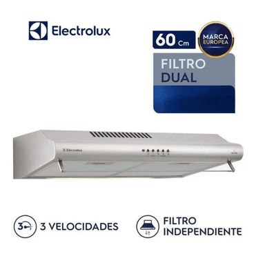 CAMPANA EXTRACTORA ELECTROLUX EJSE242TBIS EMPOTRABLE TRADICIONAL 60CM ACERO INOX