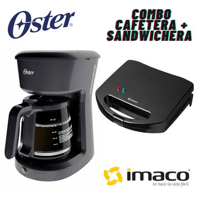 COMBO CAFETERA OSTER 12 TZAS BVSTDCS121B + SANDWICHERA IMACO IST 101N NEGRO