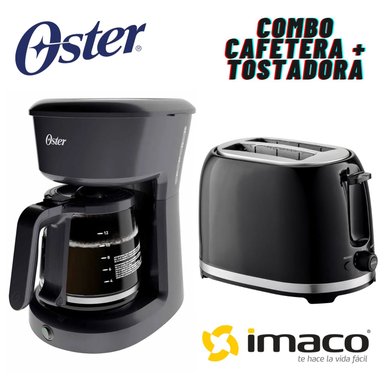 COMBO CAFETERA OSTER 12 TZAS BVSTDCS121B + TOSTADORA IMACO IBT 2085N NEGRO