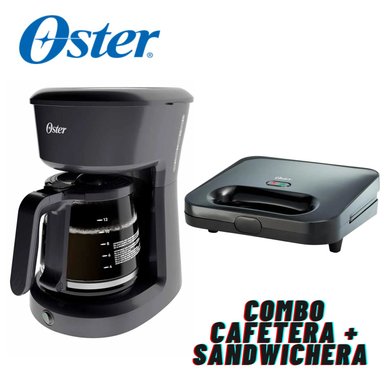 COMBO CAFETERA OSTER 12 TZAS BVSTDCS121B + SANGUCHERA CKSTS2885 053 NEGRO