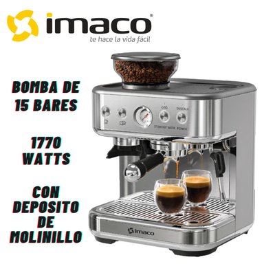 CAFETERA ESPRESSO IMACO IECMG1570 15 BARES MOLINILLO CAFE ACERO INOX