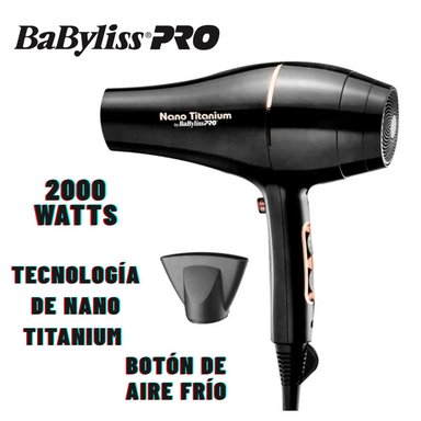SECADORA DE CABELLO BABYLISSPRO B6176PE 2000 WATTS NEGRO