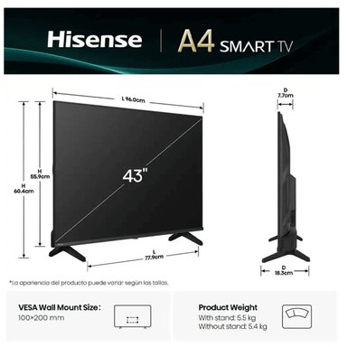 TELEVISOR HISENSE 43A4NV SMART 43” LED FHD 2025 - 4