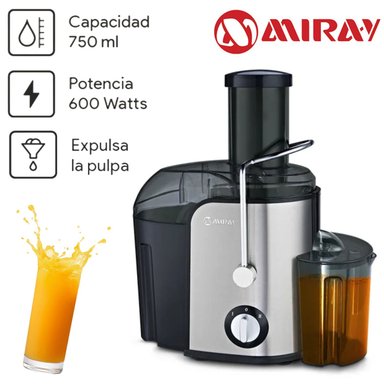 EXTRACTOR DE FRUTAS MIRAY EM-40  600 WATTS ACABADOS DE ACERO