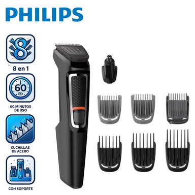 CORTADOR DE CABELLO Y BARBA PHILIPS MG3731 CON 8 HERRAMIENTAS Y SOPORTE