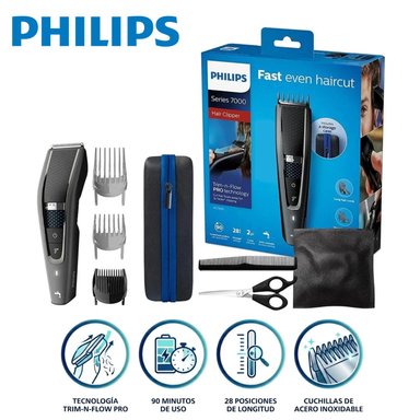 KIT DE PELUQUERÍA LAVABLE PHILIPS HC 7650 CON 28 AJUSTES + ESTUCHE